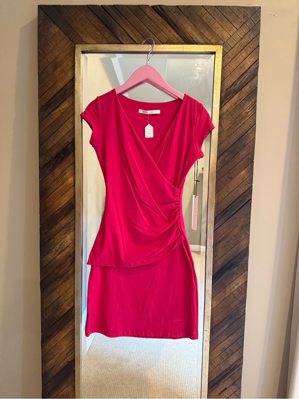 Susana Monaco Bright Pink Wrap-Style Mini Dress